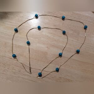 Vintage Hobe Gold-tone and Blue Turquoise Bead Station Necklace